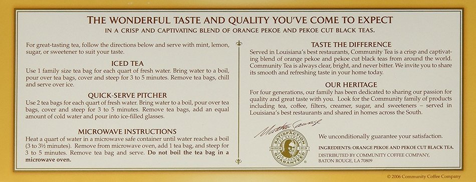 Community Coffee Iced Tea Bags, 24 Count (Pack of 6) N24