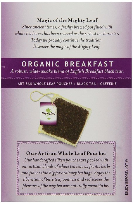 Mighty Leaf Black Tea, Organic Breakfast, 15 Pouches (Pack of 3) N5