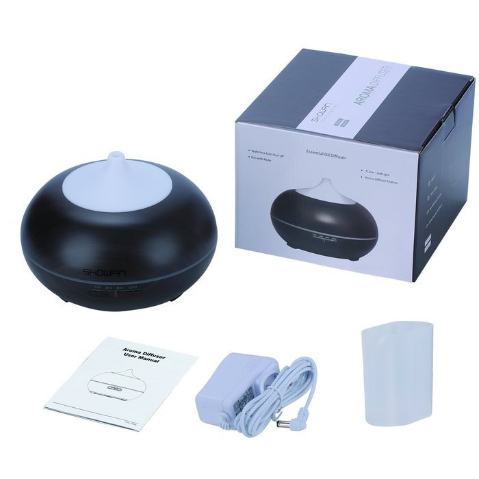 Showpin Essential Oil Diffuser, 300ml Ultrasonic Aroma Humidifier with 14 Color Shades, Wood Grain, Cool Mist...