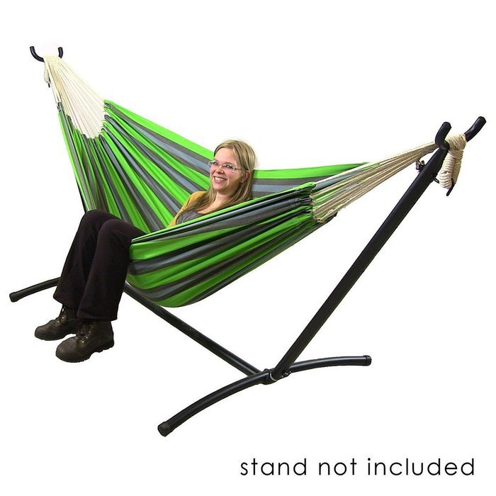 Sunnydaze Premium 100 % Natural Tightly Woven Cotton Double Brazilian Hammock and Stand Set, Ocean View, 400 Pound... N17
