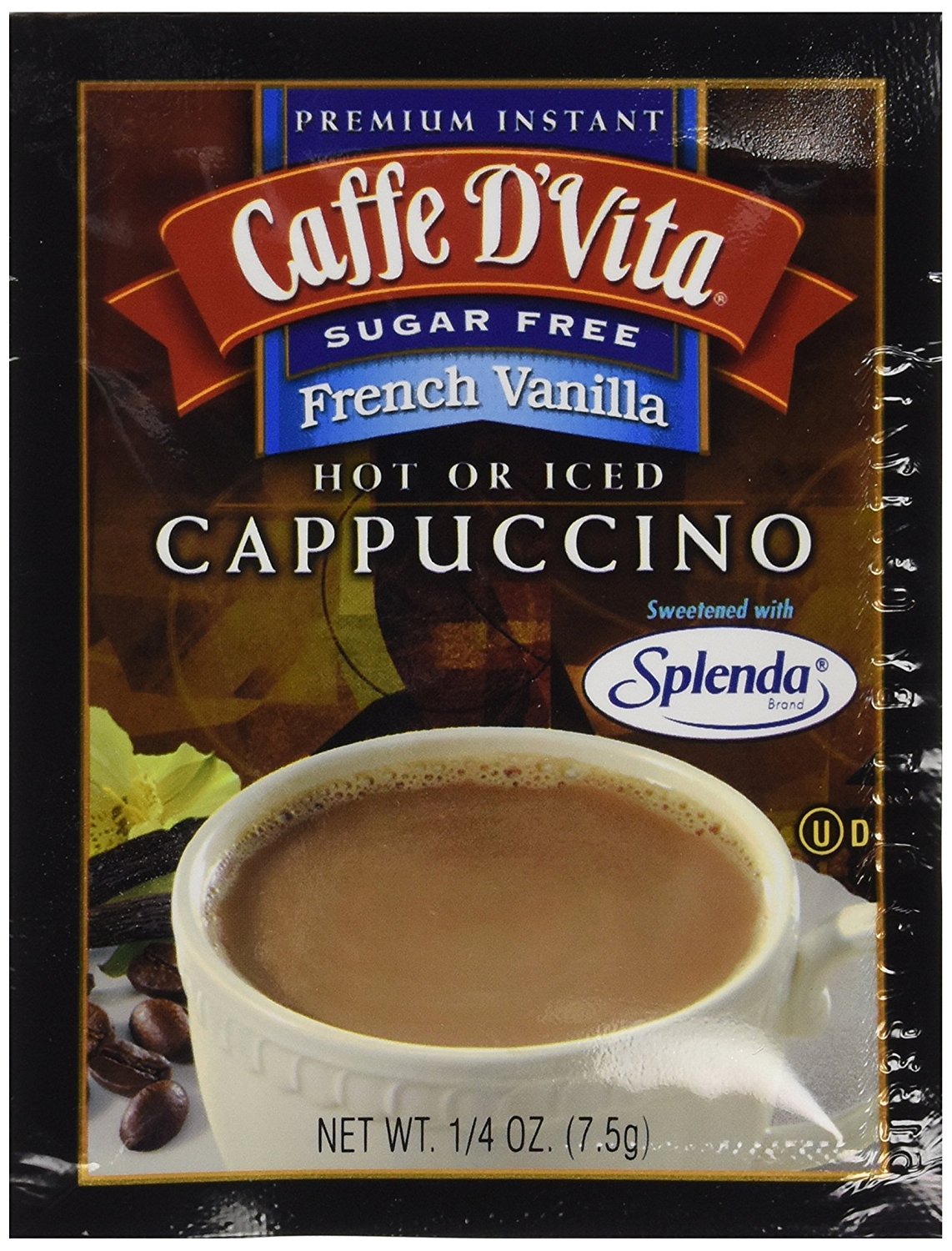 Caffe D'Vita Sugar Free French Vanilla Cappuccino, 7.5-Gram Envelopes ...