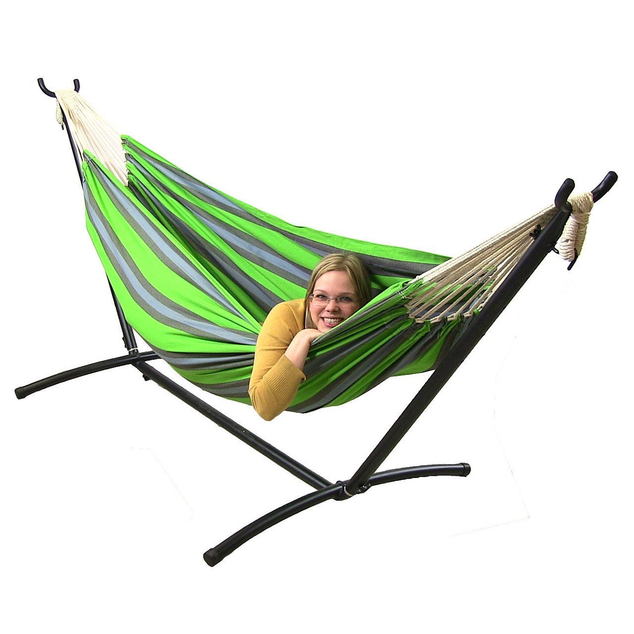 Sunnydaze Premium 100 Natural Tightly Woven Cotton Double Brazilian Hammock And Stand Set