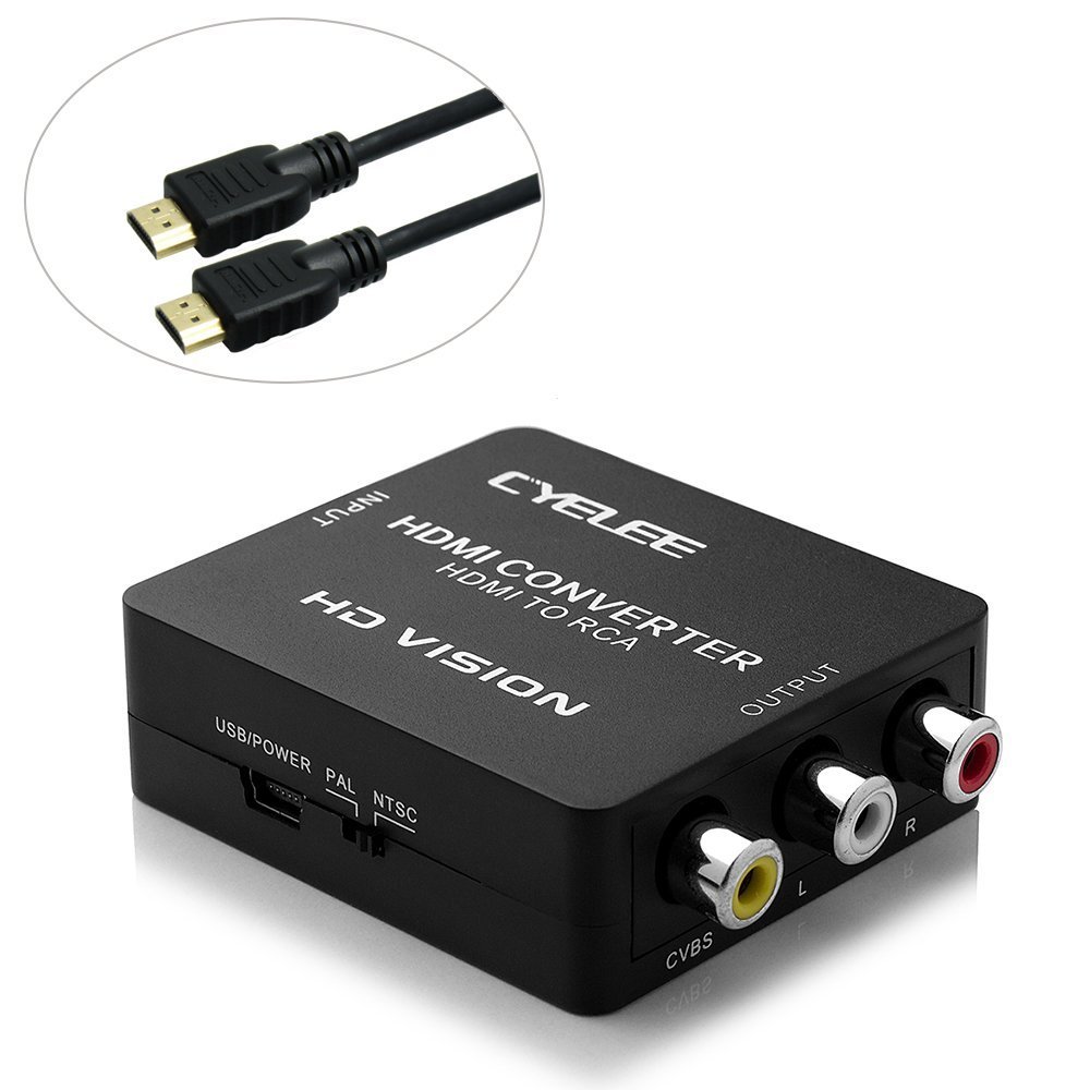 Cyelee 1080P HDMI to RCA Composite Video Audio Converter with HDMI