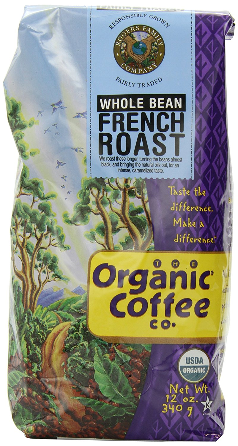 The Organic Coffee Co. Whole Bean, French Roast, 12 Ounce (Pack of 3