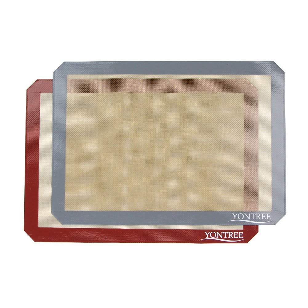 Yontree Silicone Baking Mat Cookie Sheet 2xQuarter Size Brown Base ...