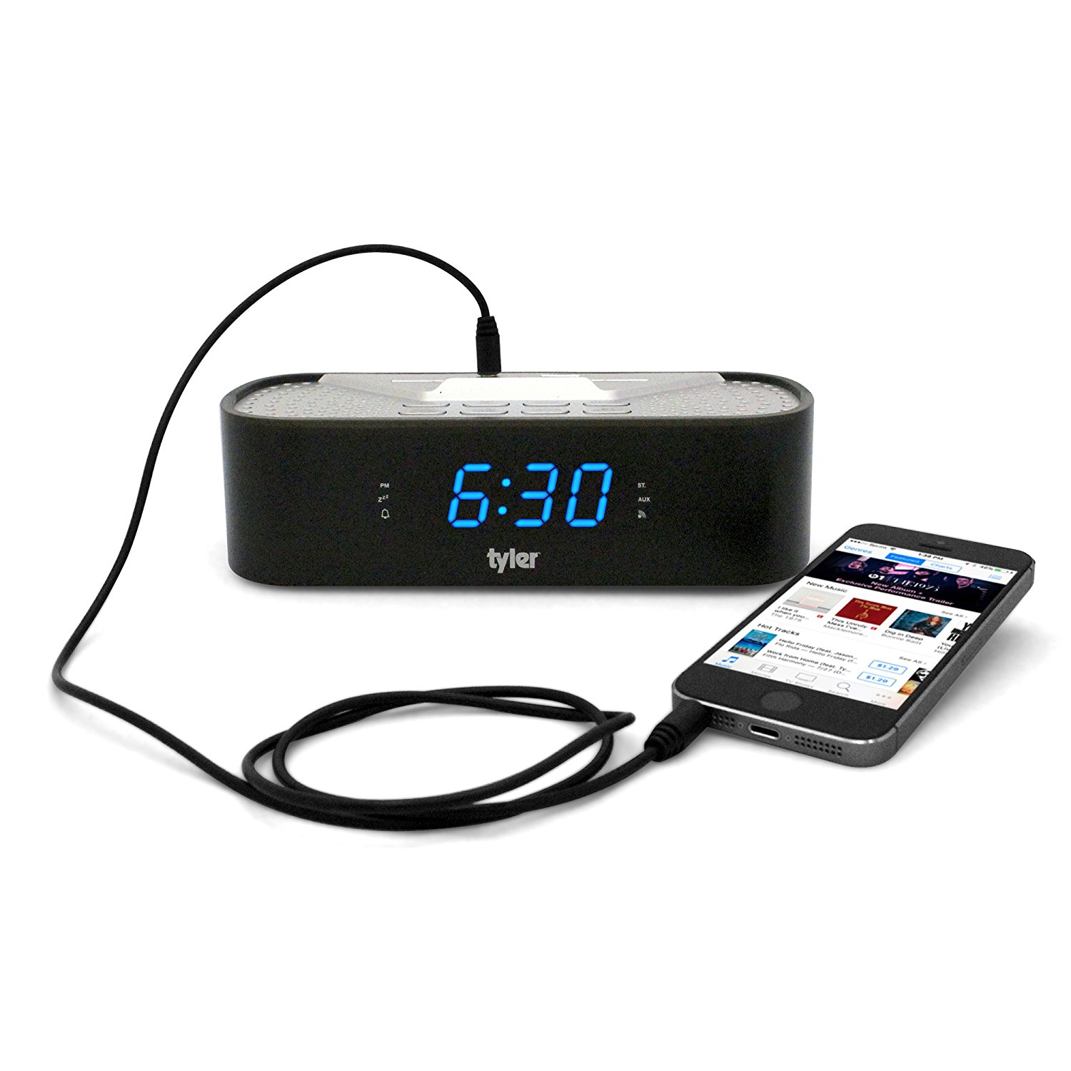 Tyler Bluetooth Alarm Clock Radio TAC501WHT With Stereo Speaker, FM