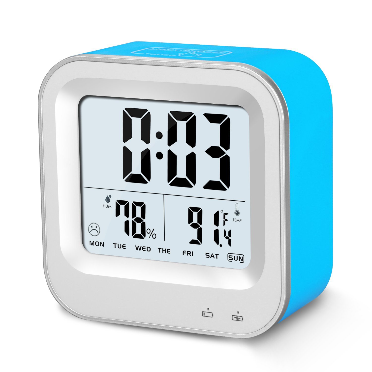 BonyTek Rechargeable Travel Alarm Clock with Temperature Humidity,Time ...