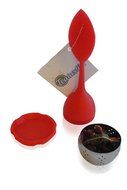 Tea Infuser for Loose Leaf Tea Silicone Handle Stainless Steel Strainer Drip Tray Included, Red