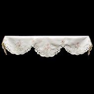 19" X 90" Wide Fireplace Mantel Scarf with Purple Tulips and Cut Work