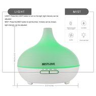 BESTLOVE Aromatherapy Essential Oil Diffuser, Portable 300ml Ultrasonic Cool Mist Aroma Humidifier with Waterless...