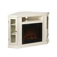 Belvedere Ivory Modern Media Console Fireplace N4