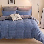 Yaheeda 4 Pcs Duvet Cover Quilt Cover Bedding Set bed Sheet Set,Blue Grid,1.8m/6ft N3
