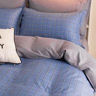 Yaheeda 4 Pcs Duvet Cover Quilt Cover Bedding Set bed Sheet Set,Blue Grid,1.8m/6ft N4