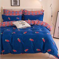 Yaheeda 4 Pcs Duvet Cover Quilt Cover Bedding Set bed Sheet Set,Blue Grid,1.8m/6ft N6