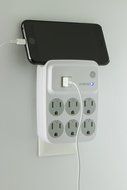 GE 25797 Surge Tap, 6 Outlets, 450J, 2 USB Ports, Device Shelf