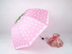 Strawberry Ultralight Windproof Sun Rain Folding Umbrella (Pink) N2