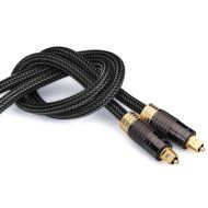 FosPower (3 Feet) 24K Gold Plated Toslink Digital Optical Audio Cable (S/PDIF) - Metal Connectors &amp; Braided Nylon... N3