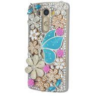 Spritech(TM) Bling Phone Case For LG G3 mini,3D Handmade Purple Crystal Silver Flower Pendant Accessary Design... N23