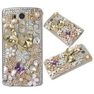 Spritech(TM) Bling Phone Case For LG G3 mini,3D Handmade Purple Crystal Silver Flower Pendant Accessary Design... N24