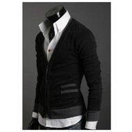 Yaheeda Men's Autumn Casual Long Sleeve Slim Fit Knitted Shawl Collar V-Neck Cardigan N7