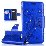 Galaxy Core Prime Case,ikasus Glitter Diamond Embossing Flowers Lily Butterfly PU Leather Flip Wallet Pouch Stand... N9