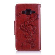 Galaxy Core Prime Case,ikasus Glitter Diamond Embossing Flowers Lily Butterfly PU Leather Flip Wallet Pouch Stand... N10