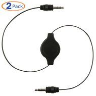 Conwork 2-Pack Auxiliary Retractable 3.5mm Male to Male Stereo Audio Extension Cable Cord (1 Black + 1 White) N3