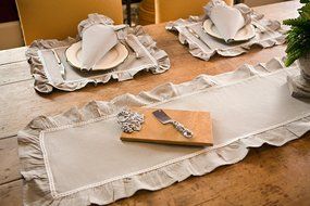 Xia Home Fashions Ruffle Trim Lace Napkin, 20 by 20-Inch, Taupe with White, Set of 4