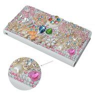 Spritech(TM) 3D Handmade Pure Pink Crystal Flower colorful Butterfly Loving Heart Diamond Design Leather Wallet... N7