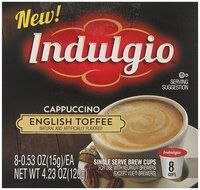 Indulgio English Toffee Cappuccino Single Serve for Keurig K-Cup Brewers, 12 Count (Pack of 6) N5