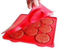 SiliCo Burger Press|8 In 1 Circular Compartments for Patties, Cookies, Hash Browns, Cutlets &amp; More|Red N4