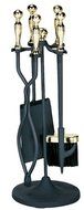 Uniflame, F-3083, 5pc Polished Stove Set, Brass/Black