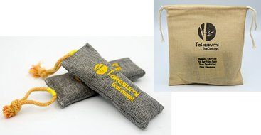 TAKESUMI EcoConcept - Set of Bamboo Charcoal Shoe Deodorizer Bags and Storage Bag for 6-8 pcs - Natural shoes...
