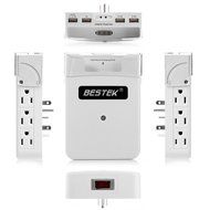 BESTEK 6-Outlet Upgraded Wall-Mount Surge Protector with 5.2A 4 USB Charging Station and Phone Charging Dock N4
