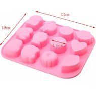 DUFUSTORE Chocolate Cake Candy Baking Silicone Bakeware Mould 12 kind Animal Ecology Random Color N3