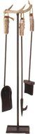 Antler fireplace set w/metal base/Nylon Brush. Real Deer antler top 34" tall, Tools 26" long