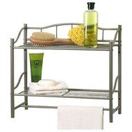 Bathroom Double Wall Shelf Organizer with Towel Bar Brushed Chrome Pearl Nickel by Creative Bath