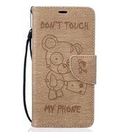 LG K7 Case, LG K7 Wallet Case,PHEZEN Cute Bear Don't Touch My Phone Design PU Leather Wallet Case Stand Flip Case... N10