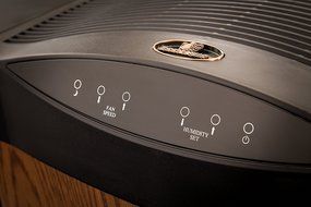 AIRCARE 4DTS 300 Variable-Speed Console-Style Evaporative Humidifier, Light Oak, Black Trim N2