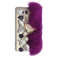Spritech(TM) Bling Phone Case For LG G3 mini,3D Handmade Purple Crystal Silver Flower Pendant Accessary Design... N34