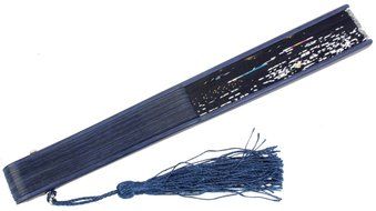 BIGOCT 265B Japanese Handheld Butterfly Silk Handheld Folding Fan, Light Blue, One Size N3