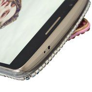 Spritech(TM) Bling Phone Case For LG G3 mini,3D Handmade Purple Crystal Silver Flower Pendant Accessary Design... N39