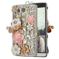 Spritech(TM) Bling Phone Case For LG G3 mini,3D Handmade Purple Crystal Silver Flower Pendant Accessary Design... N40