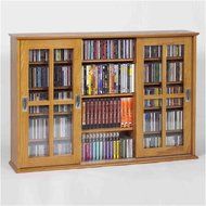 Leslie Dame MS-525 Wall Mounted Sliding Door Mission Style Media Storage Cabinet, Oak