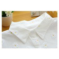 KAKA(TM) Girl Women Spring Autumn Long Sleeve Blouses Printing Flower Shirt White M N13