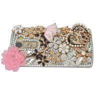 Spritech(TM) Bling Phone Case For LG G3 mini,3D Handmade Purple Crystal Silver Flower Pendant Accessary Design... N45