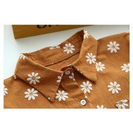 KAKA(TM) Girl Women Spring Autumn Long Sleeve Blouses Printing Flower Shirt White M N16