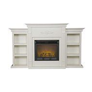 Dorothy Ivory Electric Fireplace w/ Bookcases Media Tv Stand Remote N3