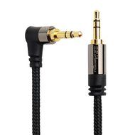 KabelDirekt 20 feet 3.5mm to 3.5mm Stereo / Audio Cable, nylon-braided, with a 90 degree connector &ndash; PRO Series
