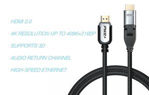 Pwr+ 100 Ft Max Length 4K HDMI Cable 2.0 with 90 Degree Adapter for PS3 PS4 Xbox 360 Apple-TV Laptop Projector... N5